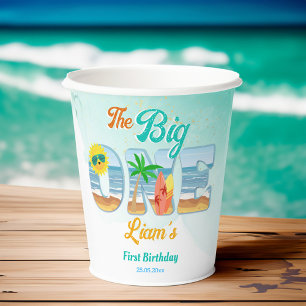 Vasos De Papel Gran One surf playa de verano vajilla de cumpleaño