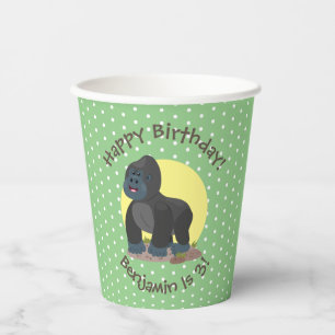 Vasos De Papel Gran personalizado gorila feliz ilustracion