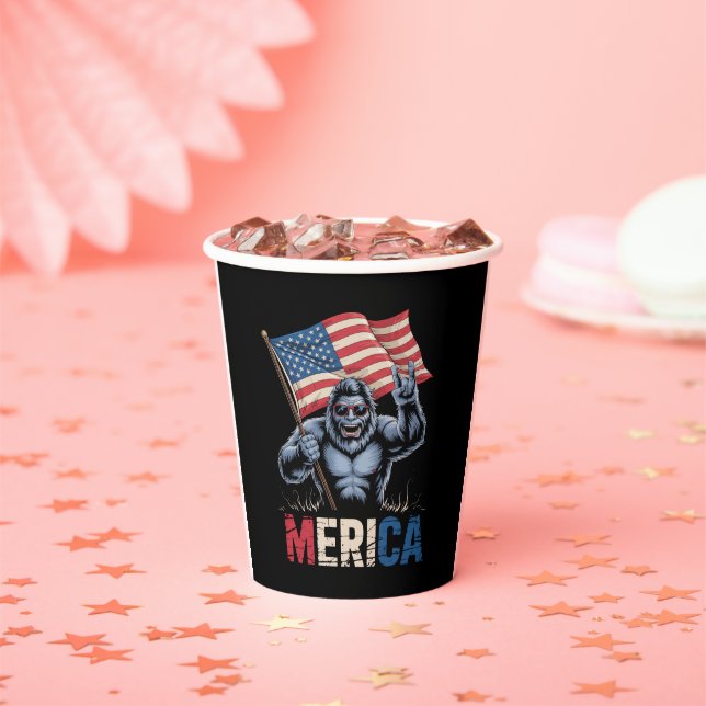Vasos De Papel Gran pie Merica Rock Bandera Americana Patriótica (in situ)