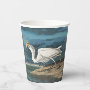 Vasos De Papel Gran pintura de vida silvestre de la garza Audubon
