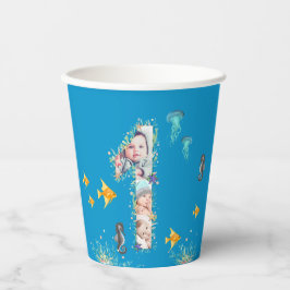 Vasos De Papel Gran primer cumpleaños bajo el Collage de fotos de