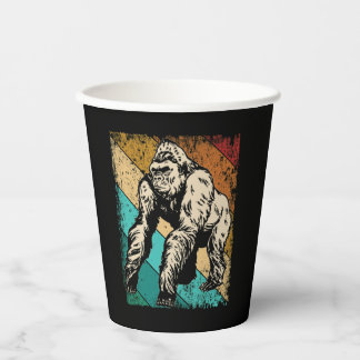Vasos De Papel Gran silueta retro de gorilas grandes simios
