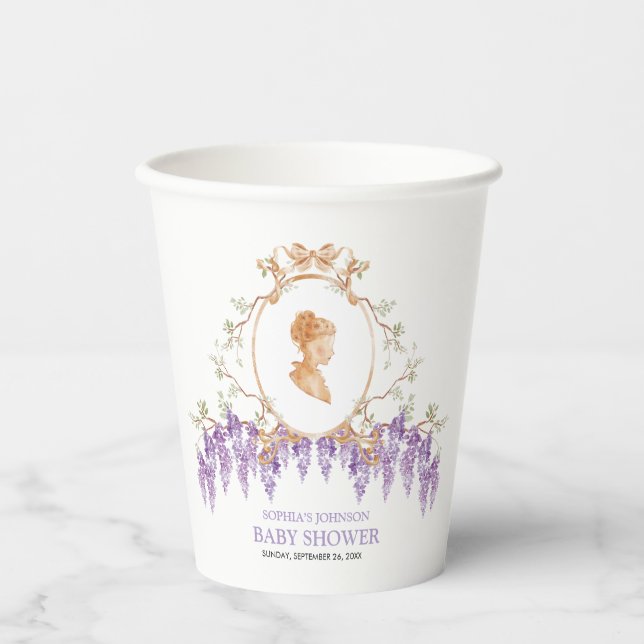 Vasos De Papel Grandmillennial Wisteria Baby Shower  (Anverso)