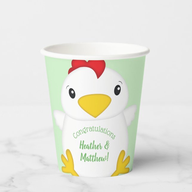 Vasos De Papel Granja Baby Shower de pollo (Anverso)
