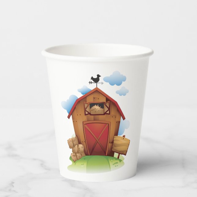 Vasos De Papel Granja de campo con veleta (Anverso)
