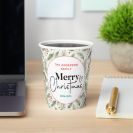 Vasos De Papel : Grasa verde acuarela - Fiesta de Navidades festi