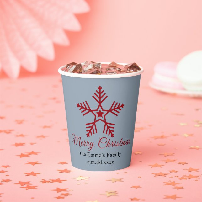 Vasos De Papel Gray Red Minimal Merry Christmas Party Cup (in situ)