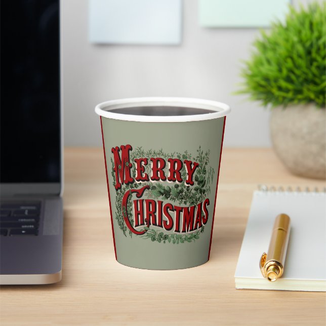 Vasos De Papel Green 1876 Merry Christmas (in situ)