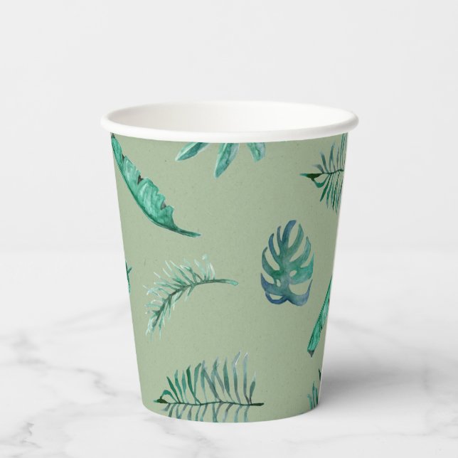 Vasos De Papel Green Botanical Baby Shower Cups (Reverso )