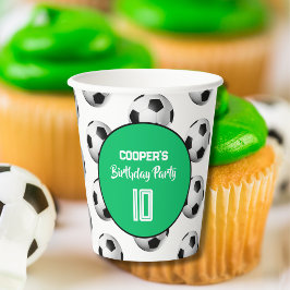 Vasos De Papel Green Boy Soccer Birthday Party
