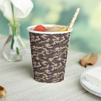 Vasos De Papel Green, Brown, Black Camoufled Style Fiesta