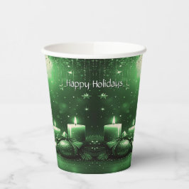 Vasos De Papel Green Candles Christmas Holiday Paper Cups