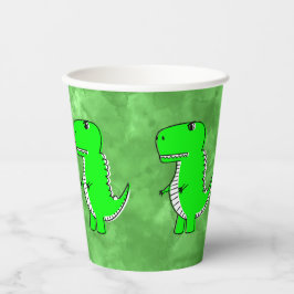 Vasos De Papel Green Dino Watercolor Baby Shower