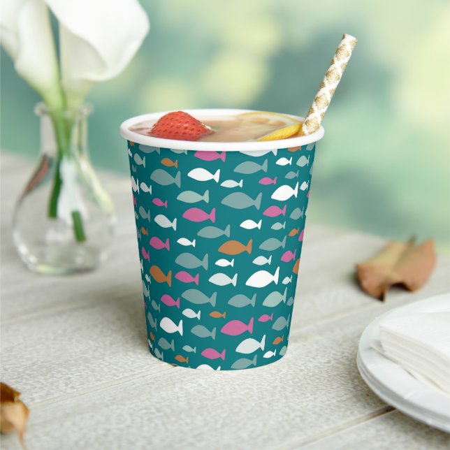 Vasos De Papel Green Fish Shoal (in situ)