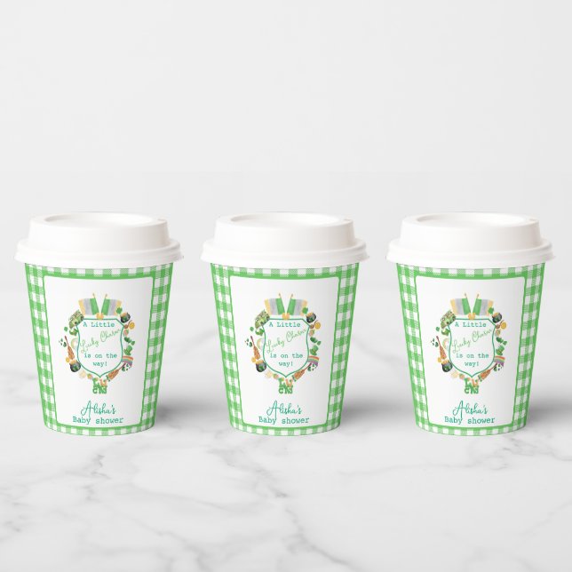 Vasos De Papel Green Gingham Charm Baby Shower (Multi)