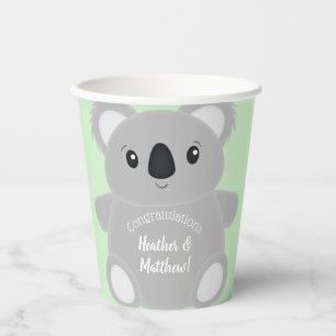 Vasos De Papel Green Koala Bear Baby Shower