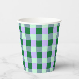 Vasos De Papel Green & Lavender Gingham Stripes Karo Pattern