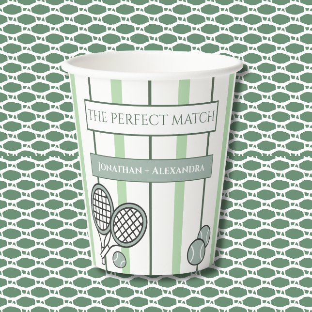 Vasos De Papel Green Perfect Match Tennis Couples Bridal Shower (Subido por el creador)