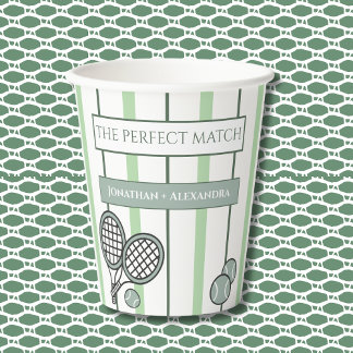 Vasos De Papel Green Perfect Match Tennis Couples Bridal Shower