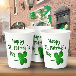 Vasos De Papel Green Shamrock Irish Happy St. Patrick's Day