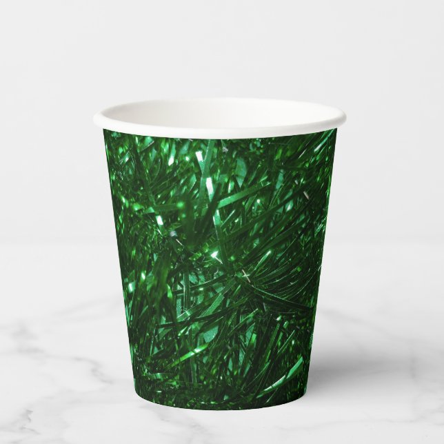 Vasos De Papel green shiny christmas tree leaves (Anverso)