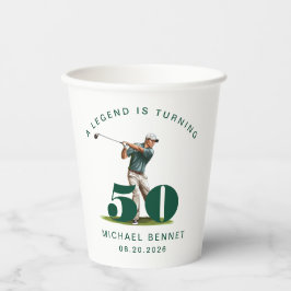 Vasos De Papel Green Sport Golfer 50th Birthday