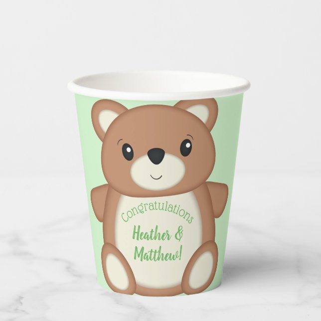 Vasos De Papel Green Teddy Bear (Anverso)