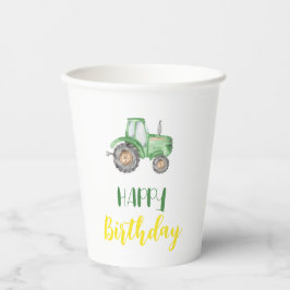 Vasos De Papel Green Tractor Farm Birday Party Cups de papel