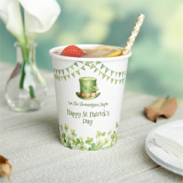 Vasos De Papel Green Watercolor Shamrock St Patrick's Day Party