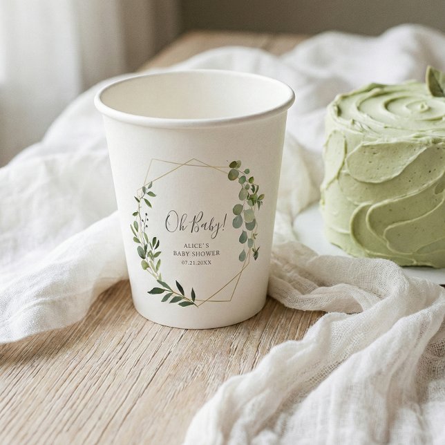 Vasos De Papel Greenery Baby Shower (Subido por el creador)