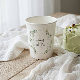 Vasos De Papel Greenery Botanical Script Baby Shower