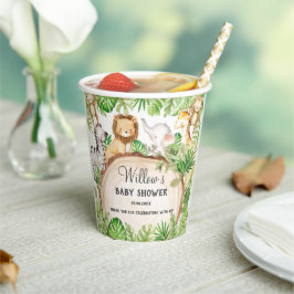 Vasos De Papel Greenery Jungle Animals Baby Shower Primer cumplea