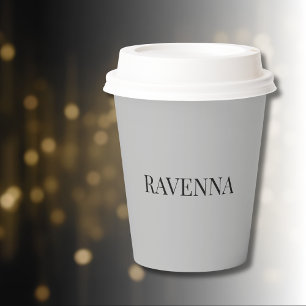 Vasos De Papel Greige Lujo Serif Nombre Personalizado Personaliza