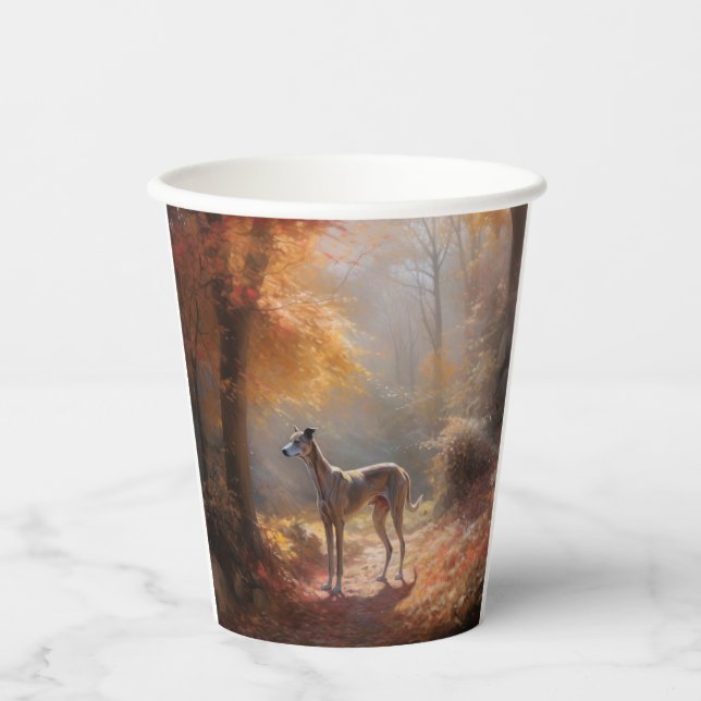Vasos De Papel Greyhound en otoño se inspira en las hojas de otoñ (Anverso)