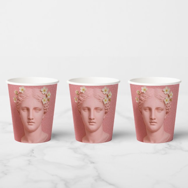 Vasos de papel griegos rosados. (Multi)