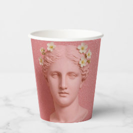 Vasos de papel griegos rosados.