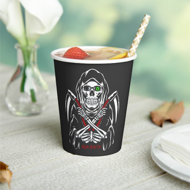 Vasos De Papel Grim Reaper Scythe Death Skeleton Bones Halloween (in situ)