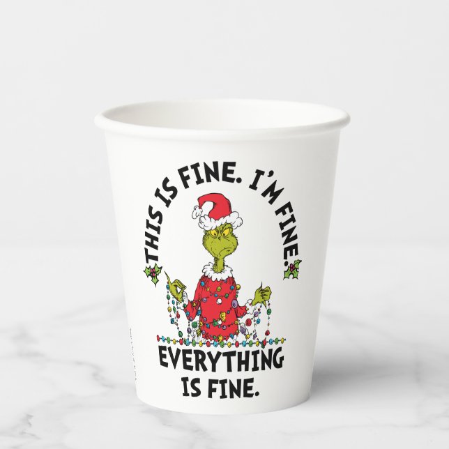 Vasos De Papel Grinch | Everything is Fine (Anverso)