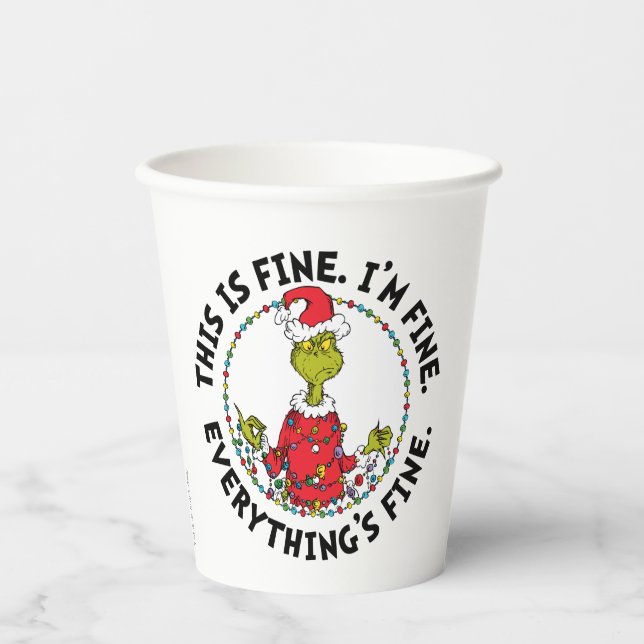 Vasos De Papel Grinch | Everything's Fine (Anverso)