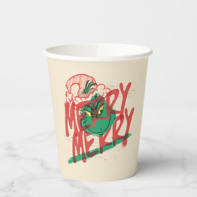 Vasos De Papel Grinch | Grunge Gráfico Alegre Alegre (Izquierda)