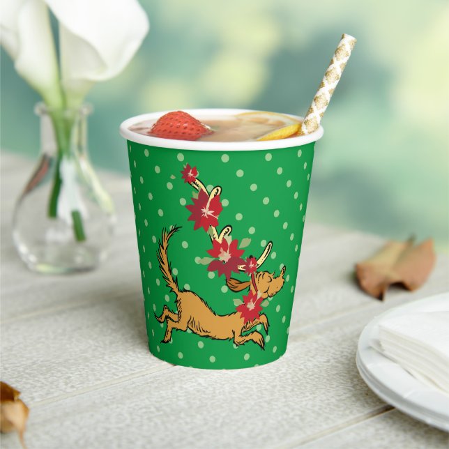 Vasos De Papel Grinch | Max Poinsettia de Navidad (in situ)