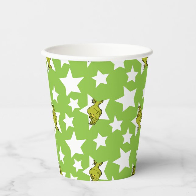 Vasos De Papel Grinch Peeking Star Pattern (Anverso)