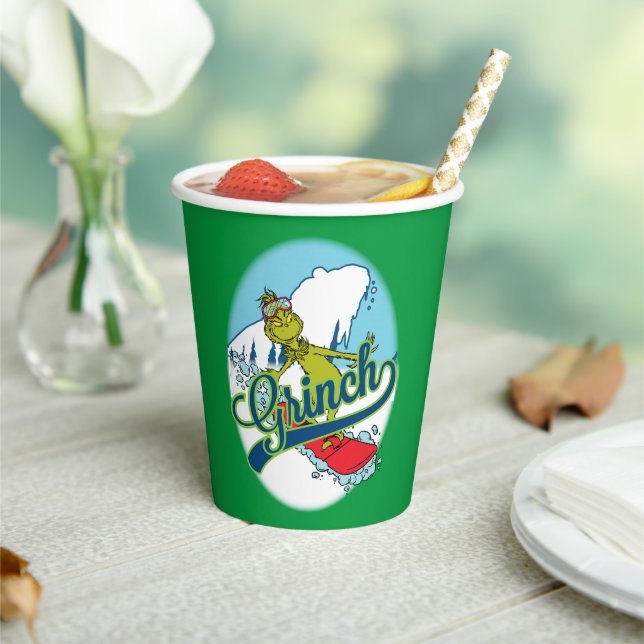 Vasos De Papel Grinch Snowboarding (in situ)
