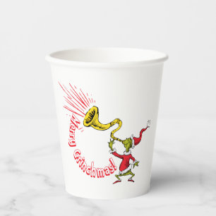 Vasos De Papel Grinch Soplando la Bocina de Grinchmas