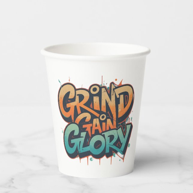 Vasos De Papel Grind, Gain, Gloria (Anverso)