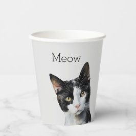 Vasos De Papel Gris Black White Kitty Cat