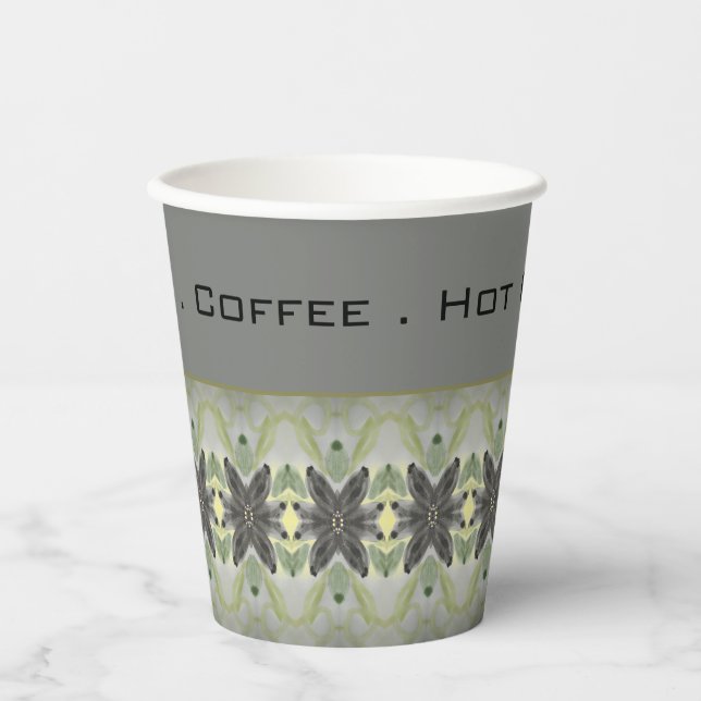 Vasos De Papel Gris oscuro moderno con verde (Anverso)