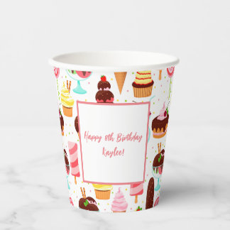Vasos De Papel Grito para los Chicas de helado dulce cumpleaños