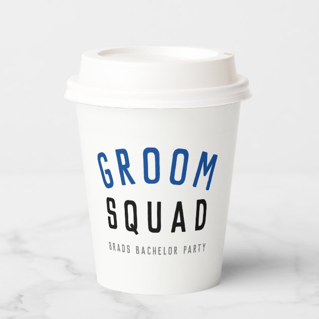 Vasos De Papel Groom Squad | Cuadrilla de novio moderna Elegante  (Anverso)