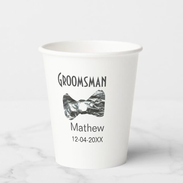 Vasos De Papel Groomsman agregar nombre fecha año de referencia d (Anverso)